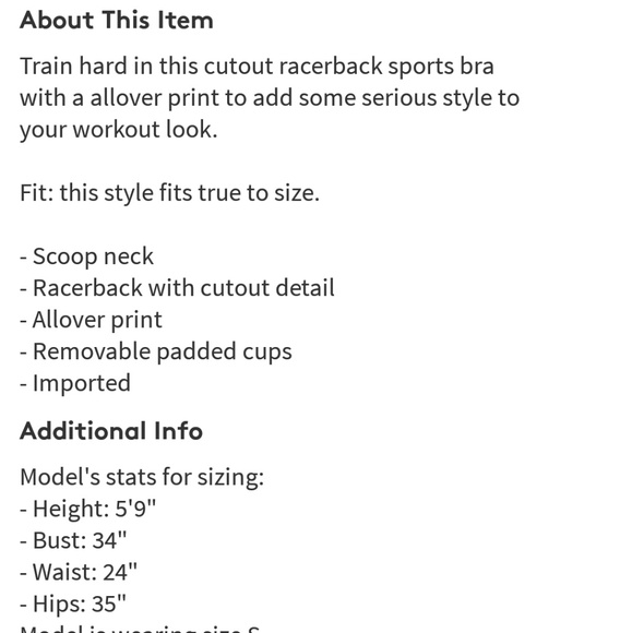 💋💋NWT Reebok Sports Bra💋💋 - Picture 3 of 5